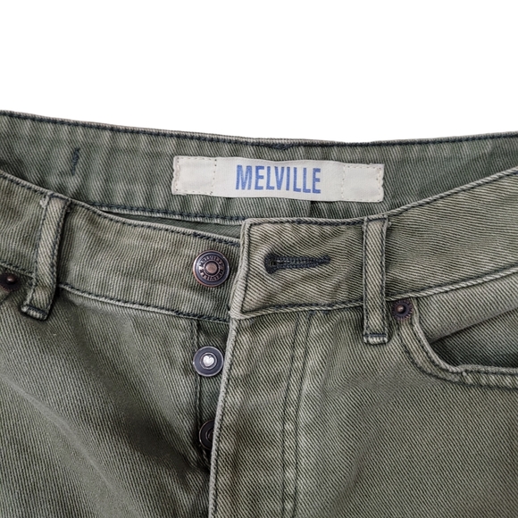 Brandy Melville Army Green Denim Shorts Size 27 - Picture 3 of 5